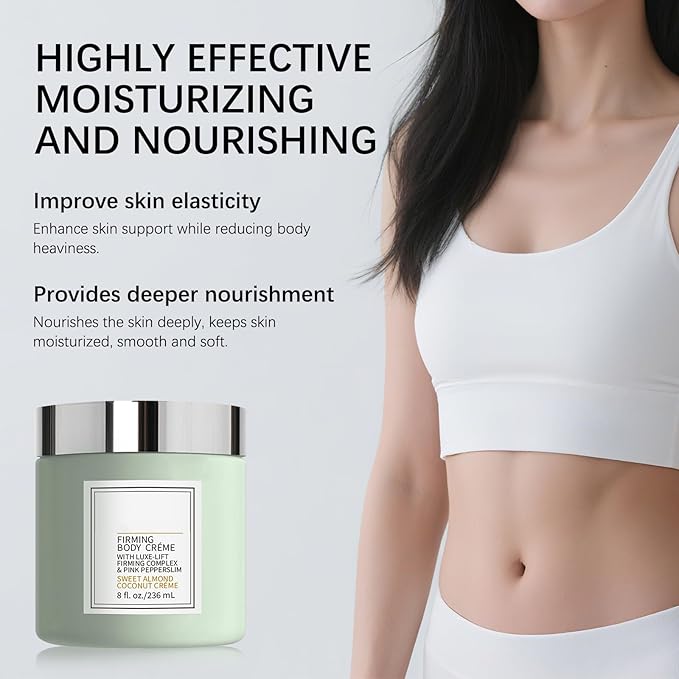 New Champagne Moisturizing Firming Body Creme for Hydrating, Skin Moisturizer Tightens, Hydrates Dry Skin on Arms, Legs, Belly & Neck - Day and Night - Green, 1 Pack (Coconut, 8 Fl Oz/236 ML)