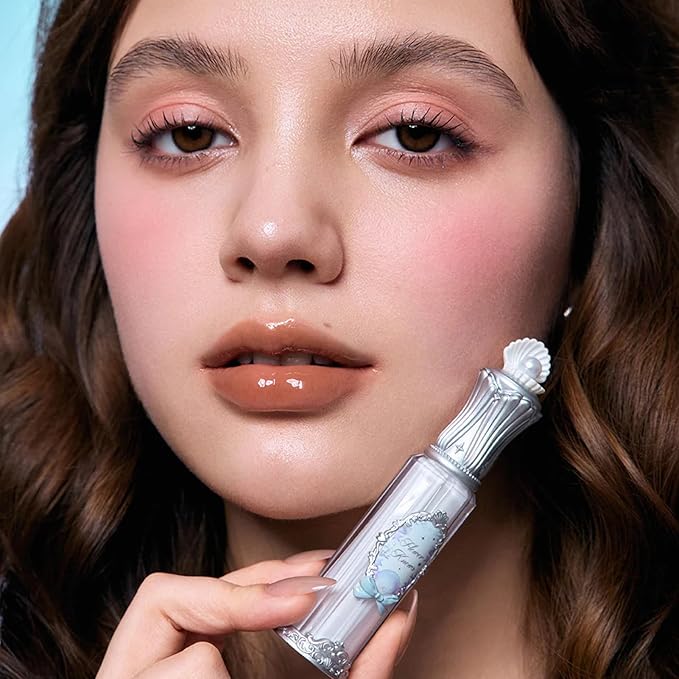 Flower Knows Shell's Jewel Nourishing Lip Glaze,Hydrating Taupe Nude Lip Gloss with Hyaluronic,Moisturizing Plumping Oil,Non-Sticky,0.16 Fl.Oz(P08 Coconut Latte)