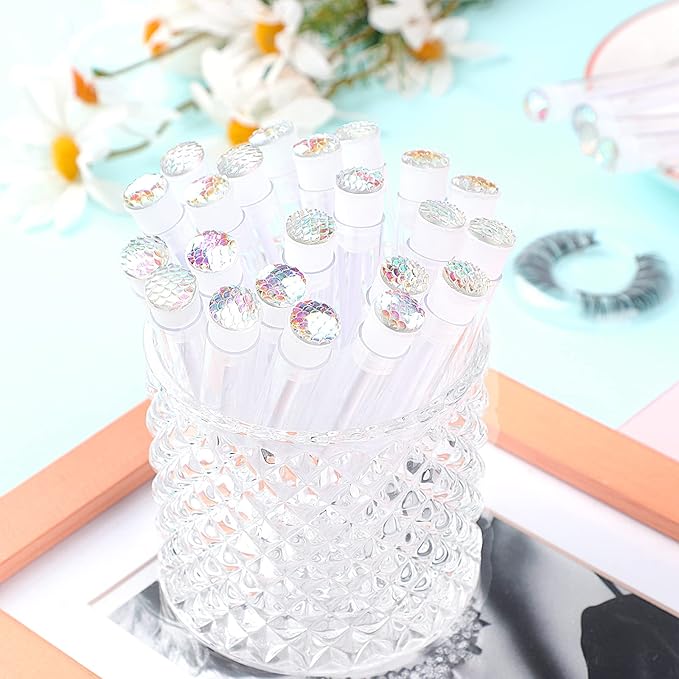 Dming 20pcs Eyelash brush Lash Wand Makeup tool Eyelash Extension supplies Cleaning brush Diamond Mascara scale white