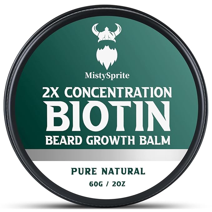 Beard Balm，2X Concentration Biotin Beard Balm for Men (2 oz) - Natural Mens Beard Oil with Castor Oil，Argan Oil, Jojoba Oil and Vitamin,Thickening for Beard，Beard Growth Softener (Cedarwood)