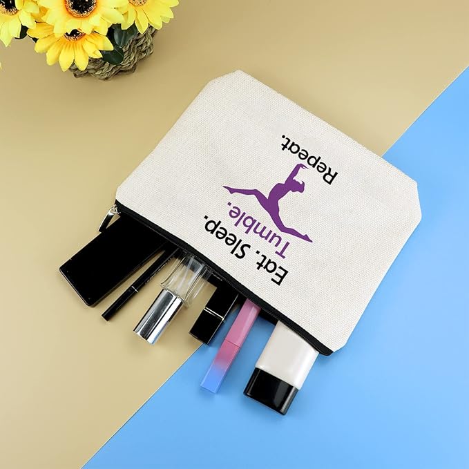 Gymnastics Team Gifts Makeup Bag Gymnastics Lover Gift Inspirational Gift for Gymnast Gymnast Quote Encouragement Gift for Women Girls Gymnastic Coach Birthday Gifts Cosmetic Bag Makeup Pouch