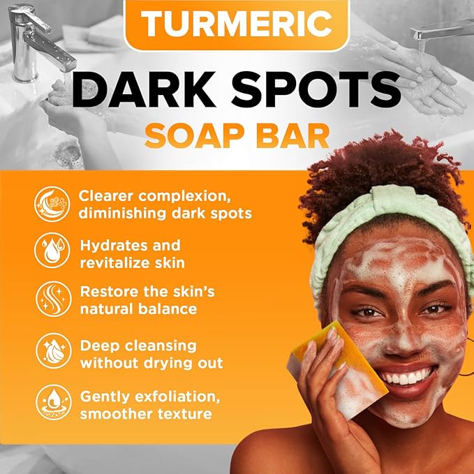 iHeart Nature Turmeric Bar Soap (2-Pack) – Face & Body Cleanser for Dark Spots – Clove Essential Oil, Creamy Aromatic Lather