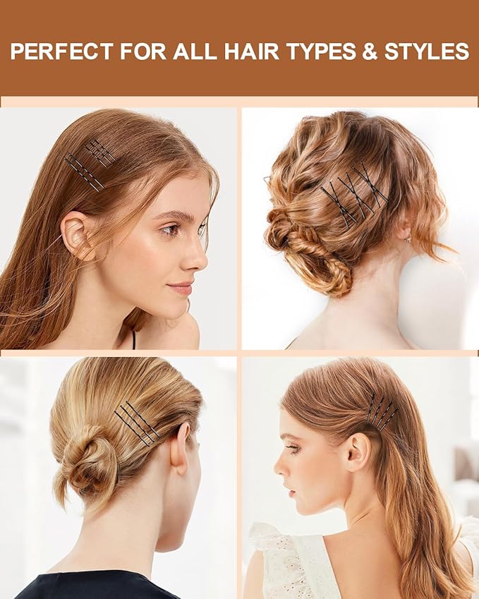 MAORULU Hair Bobby Pins with Cute Case, 250 CT Bob Pins for Buns, Premium Hair Pins for Kids, Girls and Women, Great for All Hair Types (Variety Pack Black)