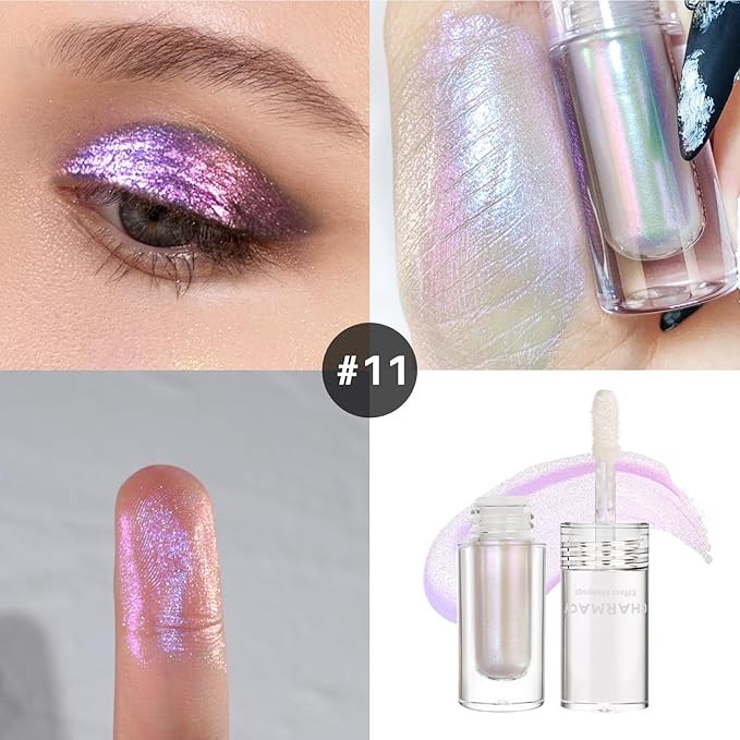 CHARMACY Liquid Duochrome Eyeshadow, Multi-Dimensional Eye Looks, Long Lasting Glitter Eye Shadow Sets Metallic Pigments, Quick Drying, Sparkling Shiny Eye Makeup for Beginners, 1.6g (#11)