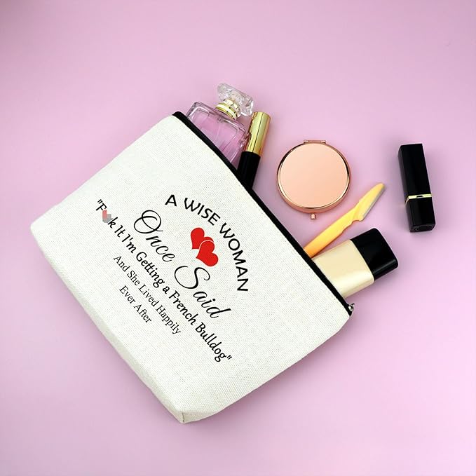 Mxrymvu Funny Gifts for French Bulldog Lovers French Bulldog Theme Makeup Bag Inspirational Birthday Gifts for Women Animal Gift Travel Cosmetic Bags Birthday Thanksgiving Mother's Day Christmas Gift