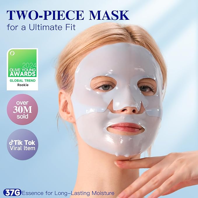 ICIKOL Deep Hydrolyzed Collagen Face Mask, 4 Pack - Age-Defying Sheet Mask with Peptides & Hyaluronic Acid, Restores Skin Elasticity & Firmness for Women