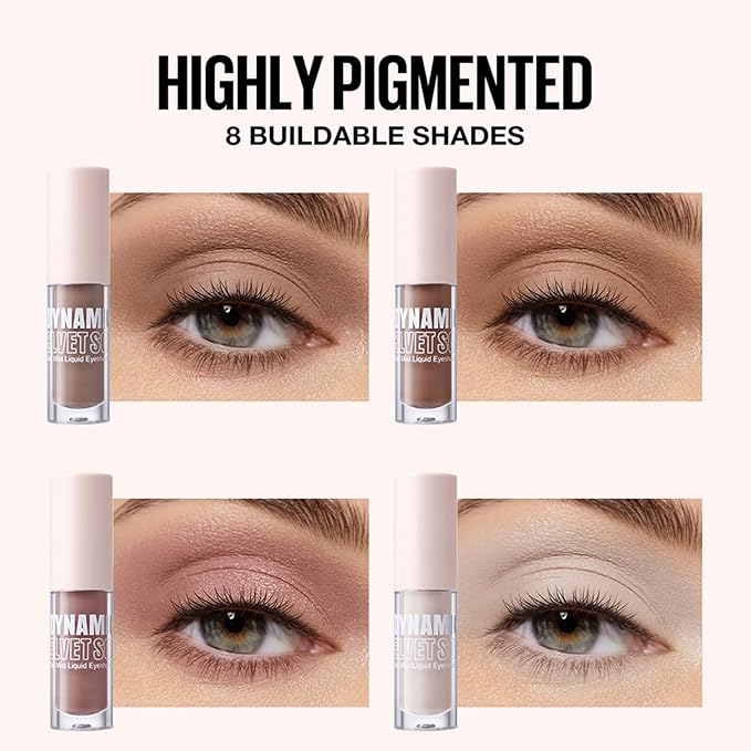 Erinde Liquid Eyeshadow Matte - 8 Colors Liquid Eye Shadow Base Beige, Neutral Naked Buildable Blendable Crease-Proof Cream Eyeshadow, Waterproof Long-Lasting Eye Makeup, Vegan & Cruelty-Free