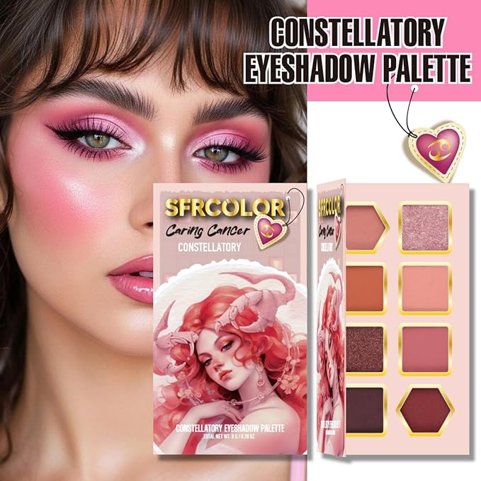 12-Color Zodiac Eyeshadow Palette, Matte Metallic Shimmer Pressed Pigments, Highly Pigmented Makeup Palette for Professional & Daily Eye Makeup (8285 Cancer)