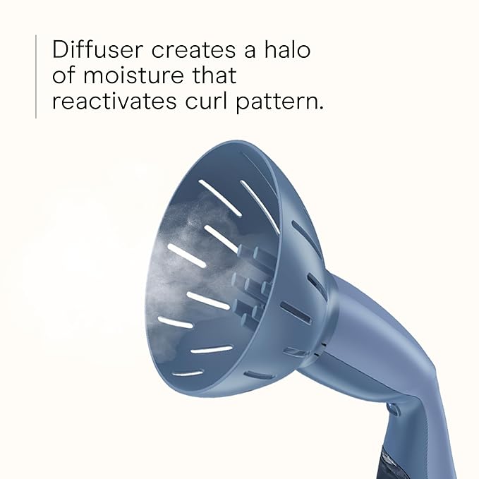 Infiniti PRO by CONAIR Steam Therapy Hair Steamer, Portable Styling Tool with 7-Inch Diffuser Attachment, 30-Second Heat-Up, Penetrating Steam for Detangling, Reshaping, and Volumizing Curls, Blue