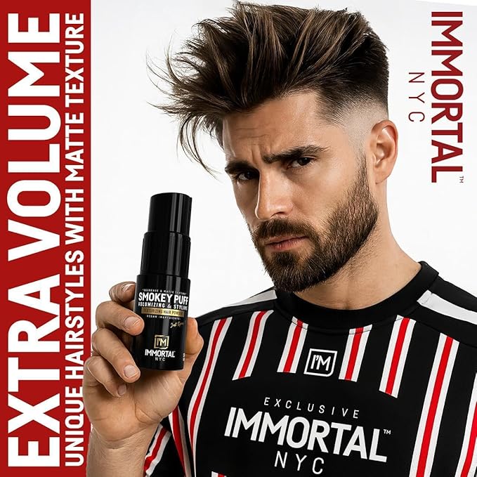 Immortal NYC Smokey Puff Hair Powder – Matte Texturizing & Volumizing Powder for Extra Volume – Vegan, Easy-to-Use, No Residue – 33% Extra Free – Men & Women, All Hair