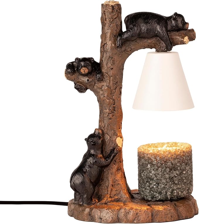 Adorable Bear-Themed Candle Warmer Lamp – Handcrafted Design with Timer & Dimmer, Includes 2 Free Bulbs ， Home Decor & Scented Wax Melting
