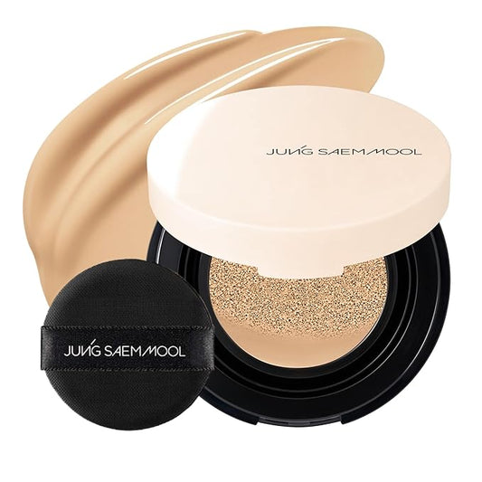 JUNG SAEM MOOL Essential Skin Nuder Cushion | Natural Finish, Buildable Coverage Cushion Foundation by Korean Makeup Artist (Mini, 0.17 Fl Oz), 23W Medium Deep