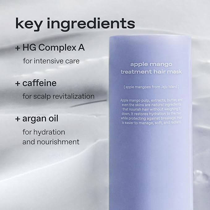 glow apple mango treatment hair mask | silicone‑free formulation for scalp & hair | intensive moisture & smoothing for brittle | rich tropical apple‑mango scent | 8.45 fl oz