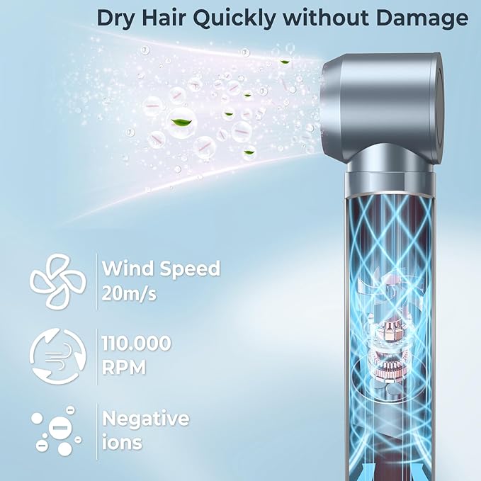 Hair Dryer Brush,Blow Dryer Brush with Attachments,110000 RPM Curly Twist 6 in 1 Air Style, Professional Ionic Hair Styling Tool, Left & Right Air Curler, Volumizer