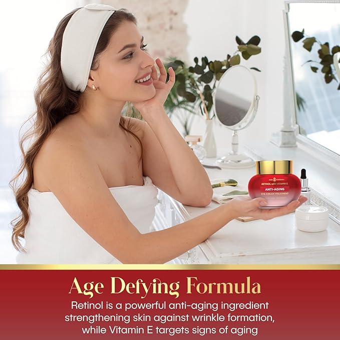 Skin Ceremony Retinol & Vitamin E Eye Cream – Dermatologist Tested, Anti Aging Korean Skin Care – Smooths Fine Lines, Firms, Depuffs, Hydrates Under Eyes – Vegan, Clean Beauty – 1 Fl Oz