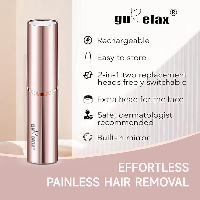 Facial Hair Remover for Women(Gen 3 Pro), Eyebrow Facial Trimmer, Luxury 2 in1 Hair Removal Device for Face, Lip, Nose, with Replacement Heads