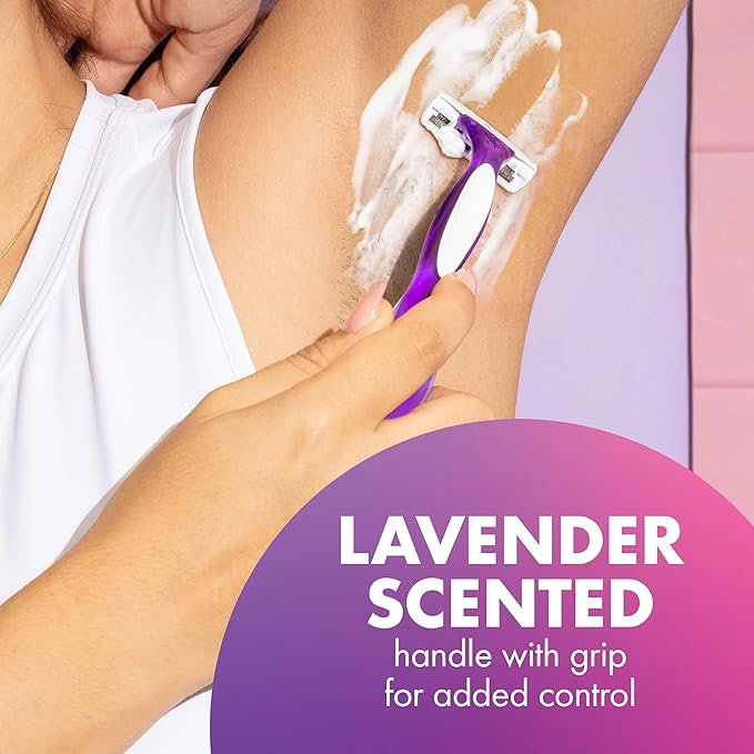 BIC Soleil 3 Scented Women's Disposable 3 Blade Razors, Moisture Strip and Lavender Scented Handles, 4-Pack