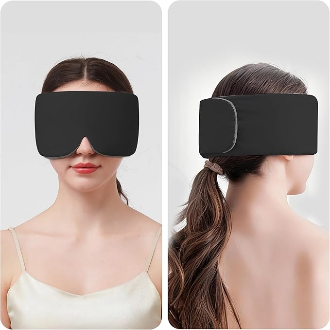 Sleep Mask, Eye Mask for Sleeping,Ultra Soft Comfortable Blackout Eye Cover for Women Men,Soft Pressure-Free Design for Side Sleepers Home, Travel, Office, Napping (Black)
