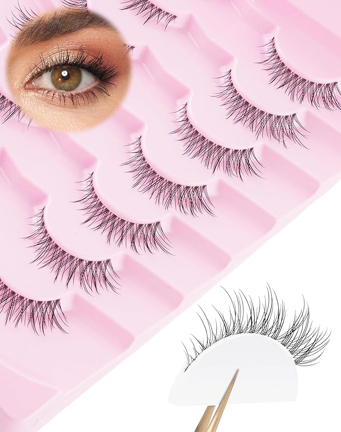 Onlyall Natural False Lashes Wispy Fake Eyelashes 7 Pairs B91