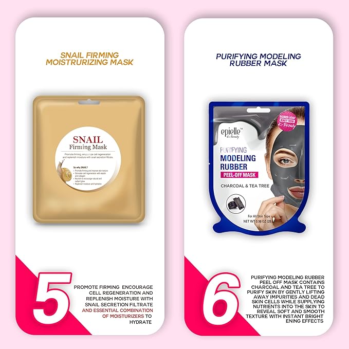 Epielle Best of K-Beauty Kit, 6 Home Spa Essentials, At-Home Spa Kit for Radiant Skin, Self Care Gifts for Women, Korean Skin Care Set, Stocking Stuffers (Pack of 2)
