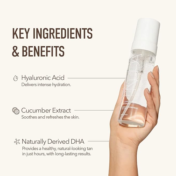 Nuda CloudFoam Express Tanning Mousse | Customizable, Transfer-Free Self Tan with PowerGlow+ Tan Boost Complex | Develops in 1 Hour | Vegan, Paraben, Sulfate, and Cruelty Free, (6.4 Fl Oz)