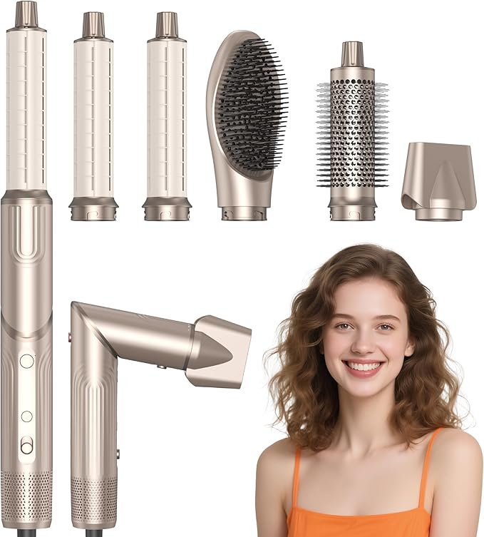 5-in-1 Professional Hair Dryer Brush, Effortless Auto-Wrap Curlers with 110,000 RPM High-Speed Motor, Fast Drying & Volumizing Without Heat Damage, Includes Storage Case - Best Gift for Women