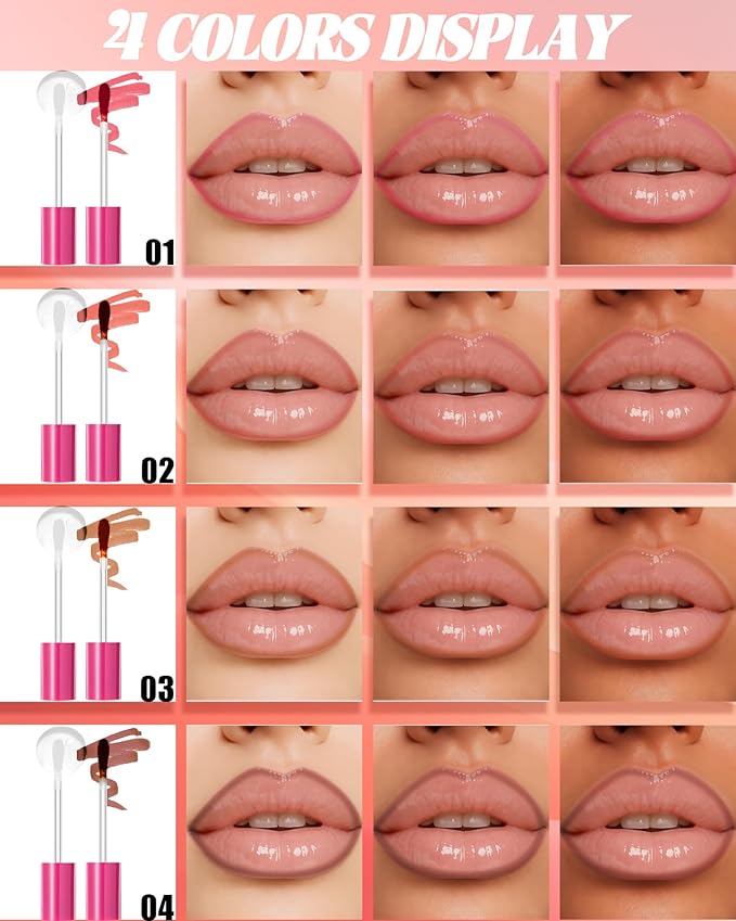 Pink Peel off Lip Stain Oil Set, Matte Long Lasting Waterproof Lip Liner Stain Tattoo Peel off, Nourish Non-Sticky Glossy Clear Lipgloss, Natural High Pigmented, Transfer-Proof Lip Combo for Women-01