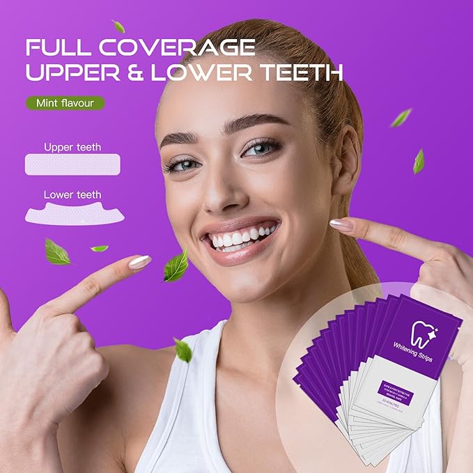 Teeth Whitening Strips-Pack of 28 Strip-14 Treatments Kit-Safe for Enamel-Whitening Without Any Harm-Sensitivity Free Dry Strip Technology for Coffee and Other Stains