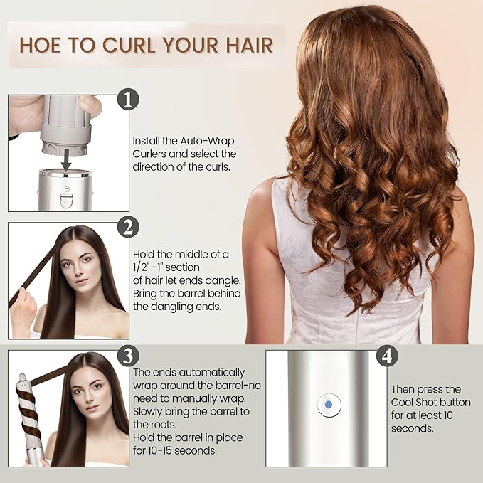 1.6in Long Hair Curling Barrel Attachment for Shark FlexStyle, Auto-Wrap Curling Iron Curlers to Create Natural Classic and Textured Waves Loose Curls Waves