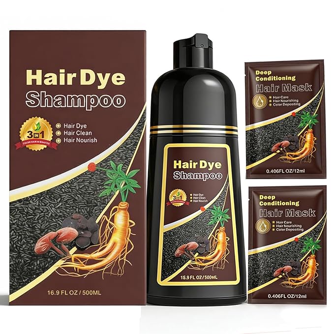 Hair Dye Shampoo 3 in 1 for Women & Men, Rich Root-to-Tip Coloring with Natural Extracts, 3-4 Weeks Lasting Smooth Shiny Finish, Easy Home Use for All Hair Types 16.9 fl oz (Blonde Brown)