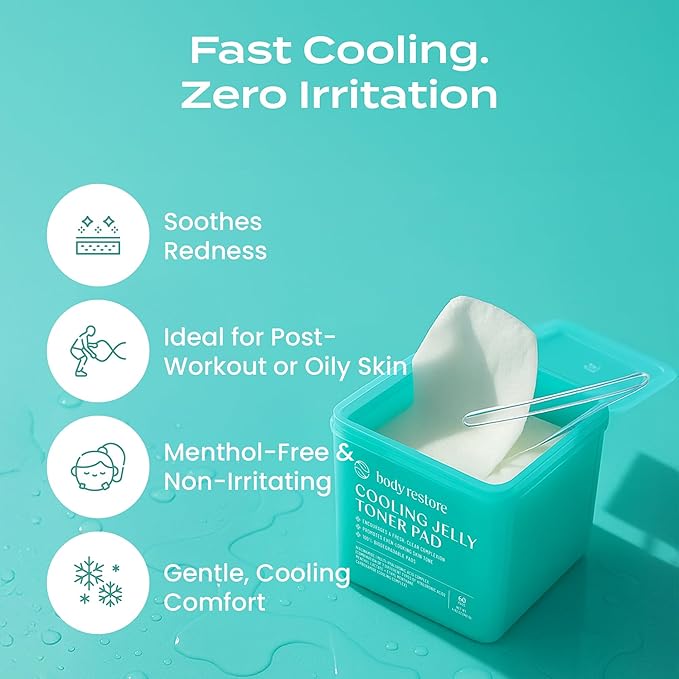 Body Restore Niacinamide Toner Pads – Valentines Day Gifts for Her and Him, Korean Skin Care, Face Wipe with Hyaluronic Acid, Travel Essentials, Birthday Gifts for Women and Men – Cooling Jelly