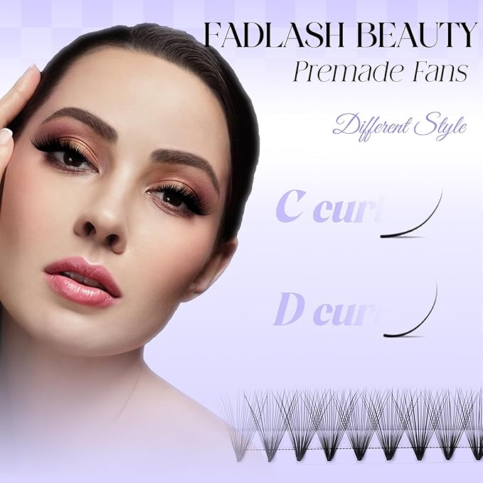 Premade Fans Eyelash Extensions 0.07D Curl Individual Lashes 20D Premade Easy Fan Lashes Soft Lash Extensions 12mm for Professional Salon Use(0.07D-12mm)