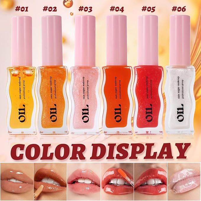 Lip Oil, Moisturizing Lip Glow Oil, Transparent Tinted Moisturizing