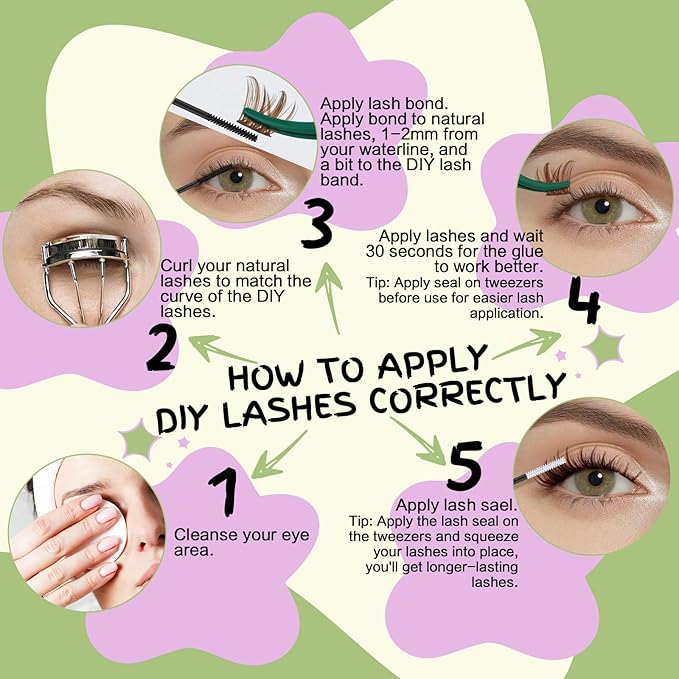 KEYYOU LASH clusters 144Pcs D Curl Angel Eyelash Extension Thick Wispy Natural Band Lash with Waterproof DIY Lash Extension at Home（Angel A06-D-8-18MIX）