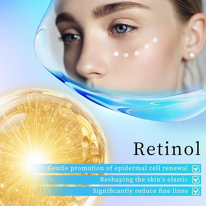 Retinol Eye Cream - Eye Cream for Dark Circles, Puffiness, Anti Aging, with Hyaluronic Acid, Peptides, Caffeine, Reduces Bags, Dark Circles Under Eye Treatment, Smooths Wrinkles & Fine Lines, 1 fl. oz