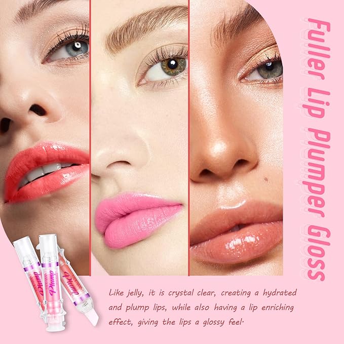 Lip Plumper Gloss 3 Colors Set,Natural