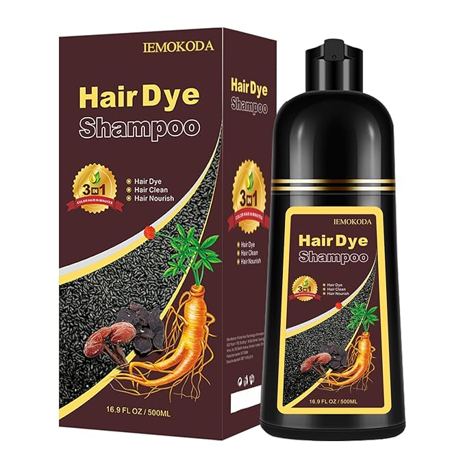Black Long-Lasting & Natural Hair Color Shampoo - 3 in 1 for Gray Coverage, Instant Effect in Minutes for Men & Women, 16.9 Fl Oz