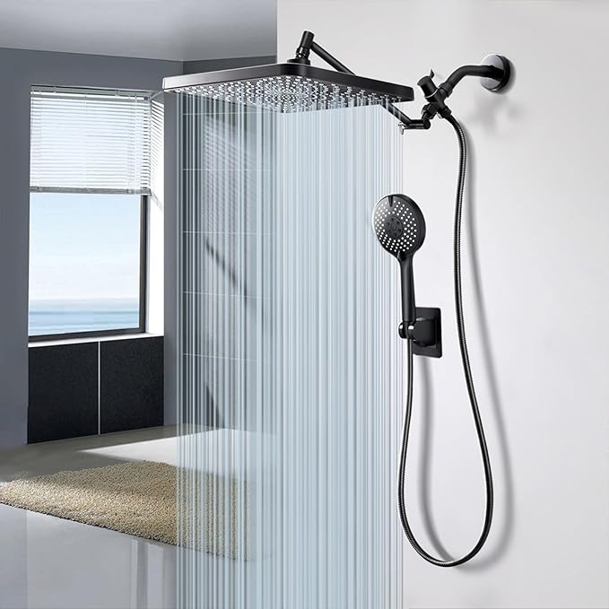 XXL 12.2" Rain Shower Head with Handheld Spray, Updated High Pressure Rainfall Shower Head with Handheld Combo, Large Rain Overhead Waterfall Showerheads | Anti-Clog Nozzles