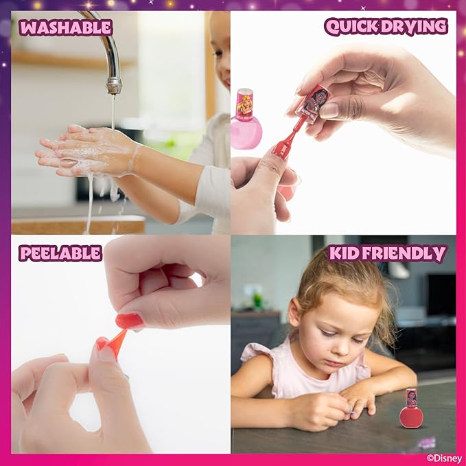 Disney Princess Sparkly Cosmetic Makeup Set for Girls with Lip Gloss Nail Polish Nail Stickers 11 Pcs Perfect for Birthday Gift by Townley Girl