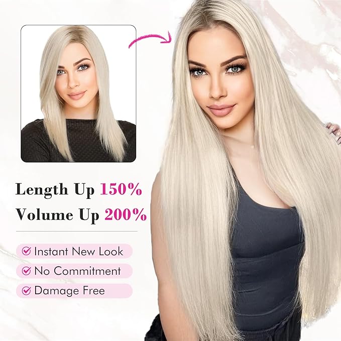 REECHO Hair Extensions, 11PCS Clip in Hair Extensions 24" Long Straight hair extensions HE005 Natural Soft Synthetic Hairpieces for Women – Black Brown