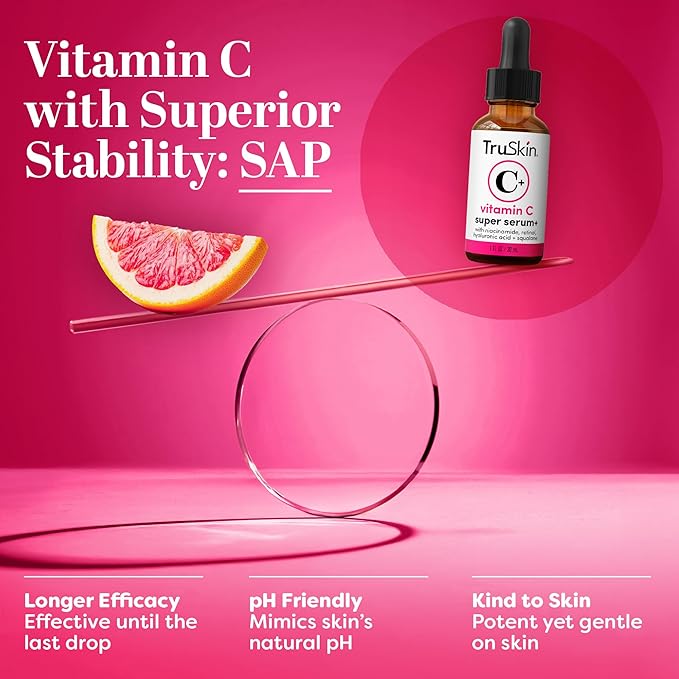 TruSkin Vitamin C Super Serum for Face – All-in-One Anti-Aging Serum with Vitamin C, Retinol, Niacinamide, Hyaluronic Acid & Squalane – Improve Appearance of Dark Spots, Firmness & Texture, 1 Fl Oz