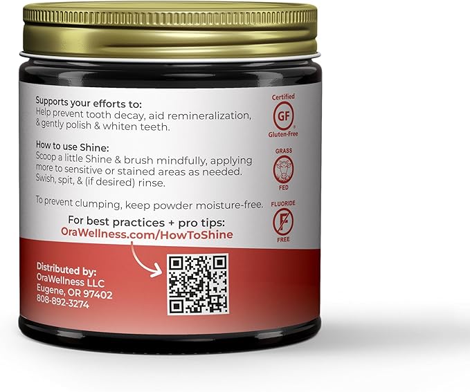 OraWellness Shine Remineralizing Tooth Powder with Hydroxyapatite, Made in The USA, Flouride Free Tooth Repair, Natural Teeth Whitening Powder, Teeth Polish & Stain Remover, Cinnamon