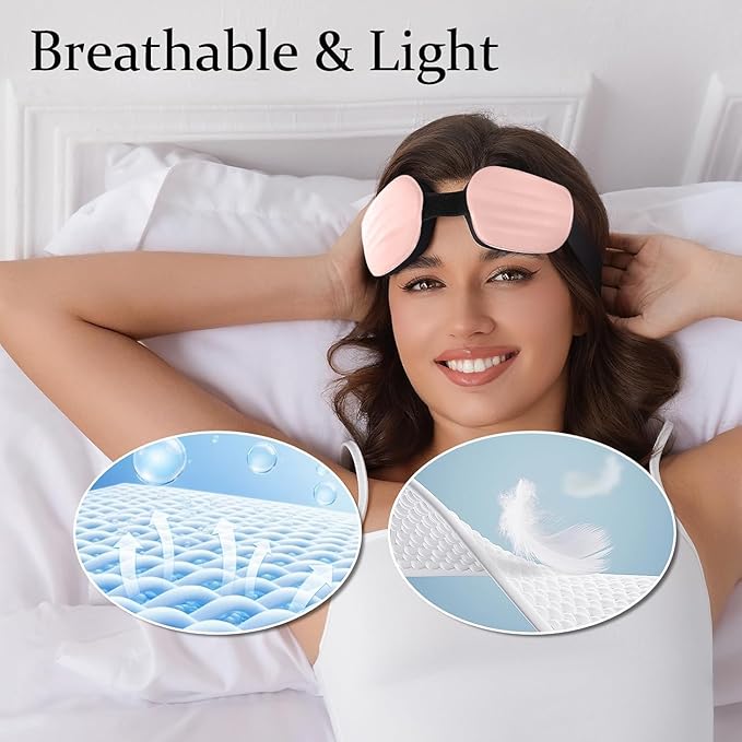 Fismool 100% Blackout Sleep Eye Mask for Women Men, Zero Pressure Sleeping Mask - Sleeping Mask and Eyelash Friendly Night Blindfold, Adjustable Ultra Soft Comfortable for Dry Eye Mask (Pink)