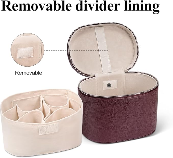 honitty Makeup Bag, Travel Make up Case with Compartments and Handle, Portable Cosmetic Organizer Bags,Toiletry Bag for Women