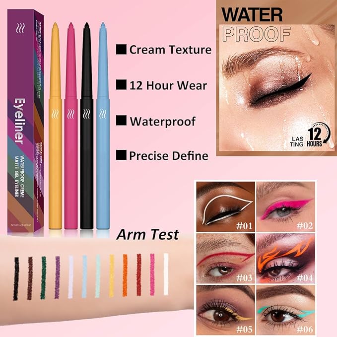 Yellow Eyeliner Waterproof Retractable Yellow Gel Eyeliner Long Lasting Smudge-proof Hypoallergenic (yellow 05#)