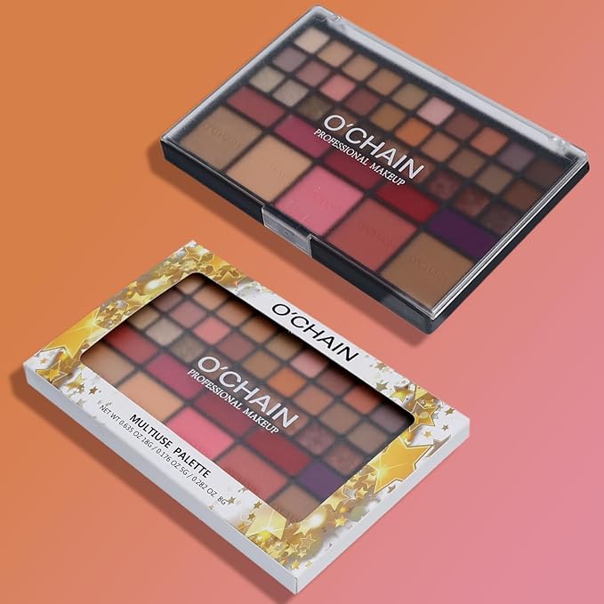 O'CHAIN 40 Colors Makeup Palette Set, Vegan & Cruelty-Free, with 30 Eye Shadows, 5 Lipsticks and 5 Face, All-in-One Beauty Kit for All Skin Tones