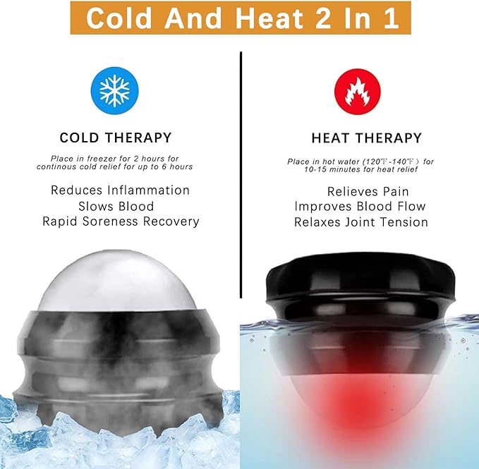 Cold Massage Roller Ball - Deep Tissue, Stiffness, 6 Hours Cold Therapy Manual Massage Ball, Joint Pain, Stress Relief, Suitable for Neck, Back, Shoulders, Arms, Legs, Thighs etc