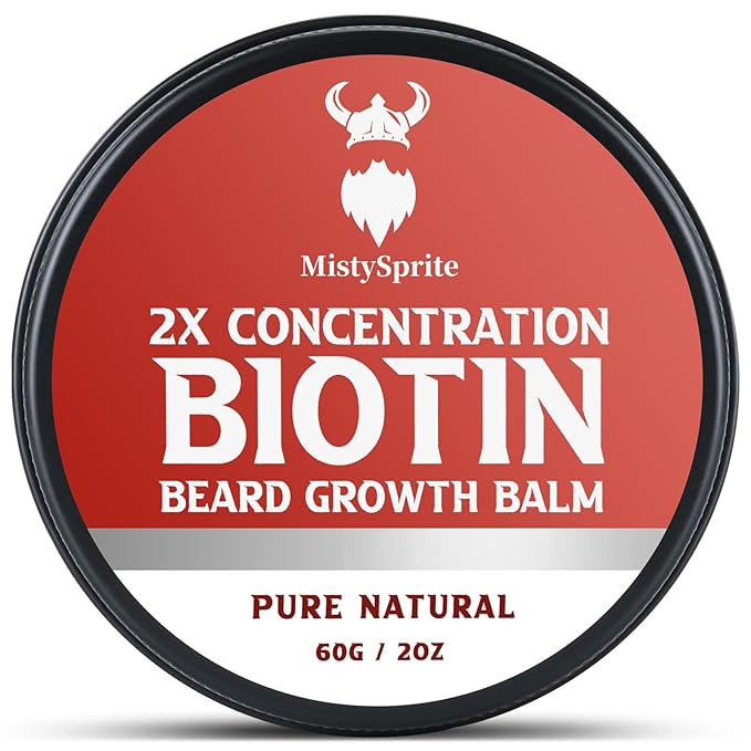 Beard Balm，2X Concentration Biotin Beard Balm for Men (2 oz) - Natural Mens Beard Oil with Castor Oil，Argan Oil, Jojoba Oil and Vitamin,Thickening for Beard，Beard Growth Softener (Vanilla)