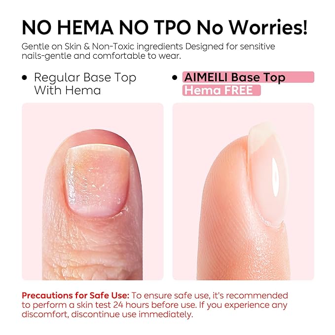 AIMEILI Gel Nail Polish No Wipe Top and Base Coat Set Shine Finish Long Lasting Soak Off Gel Nail Lacquer - 2 x 10ml