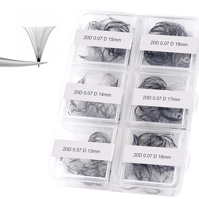 FADLASH Premade Eyelash Extensions 300pcs 20D Lash Fans D Curl Volume Eyelash Extensions Loose Fans (20D-0.07D-13-18mm)